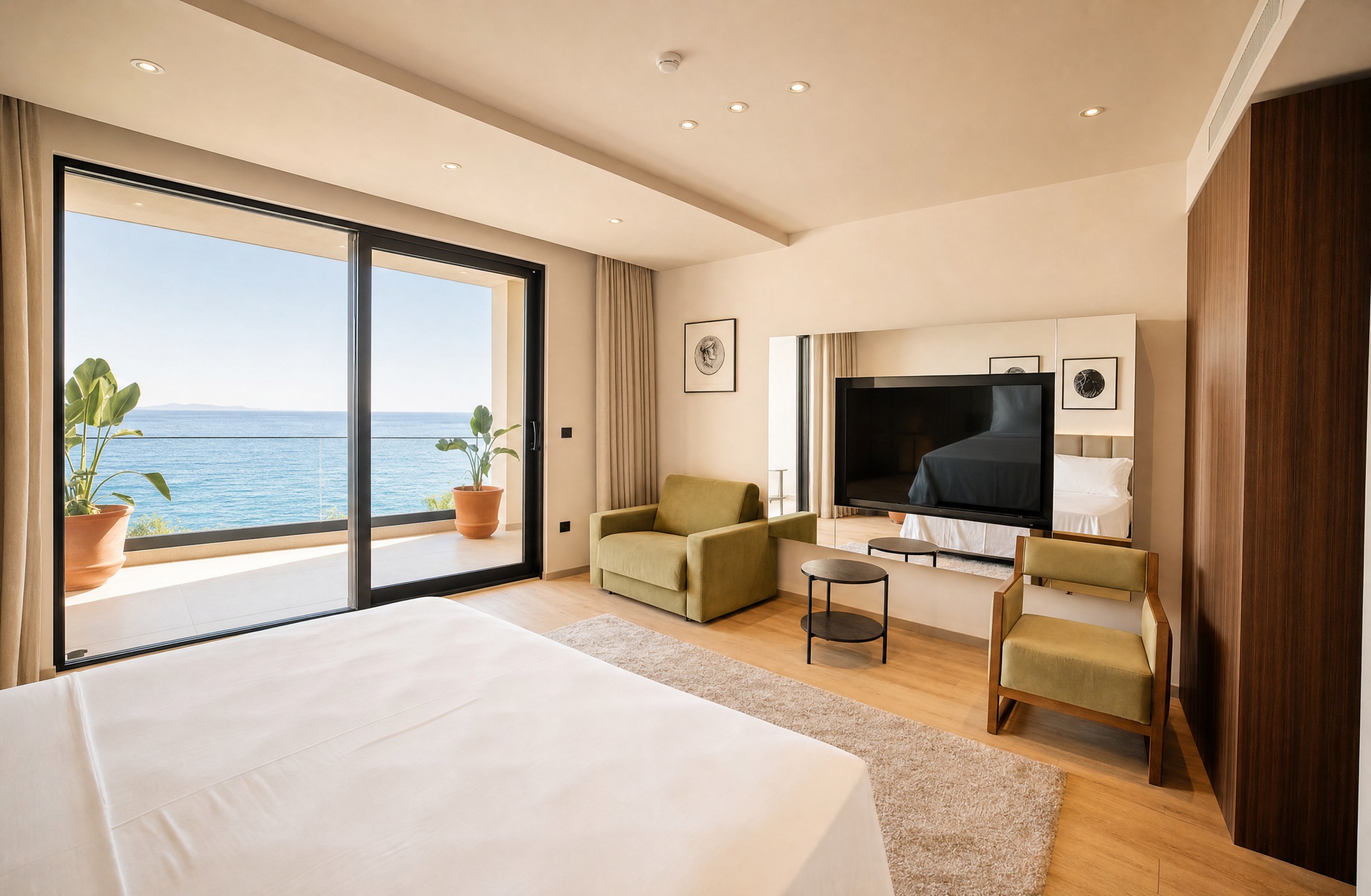 Deluxe Room — full-height sea-view window